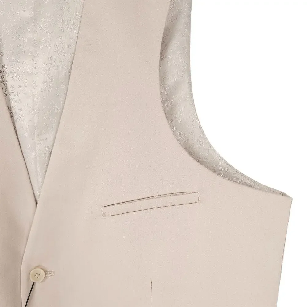 Bar III Mens Slim Fit Suit Vest Sz Medium Tan Solid Stretch Cotton Blend NWT